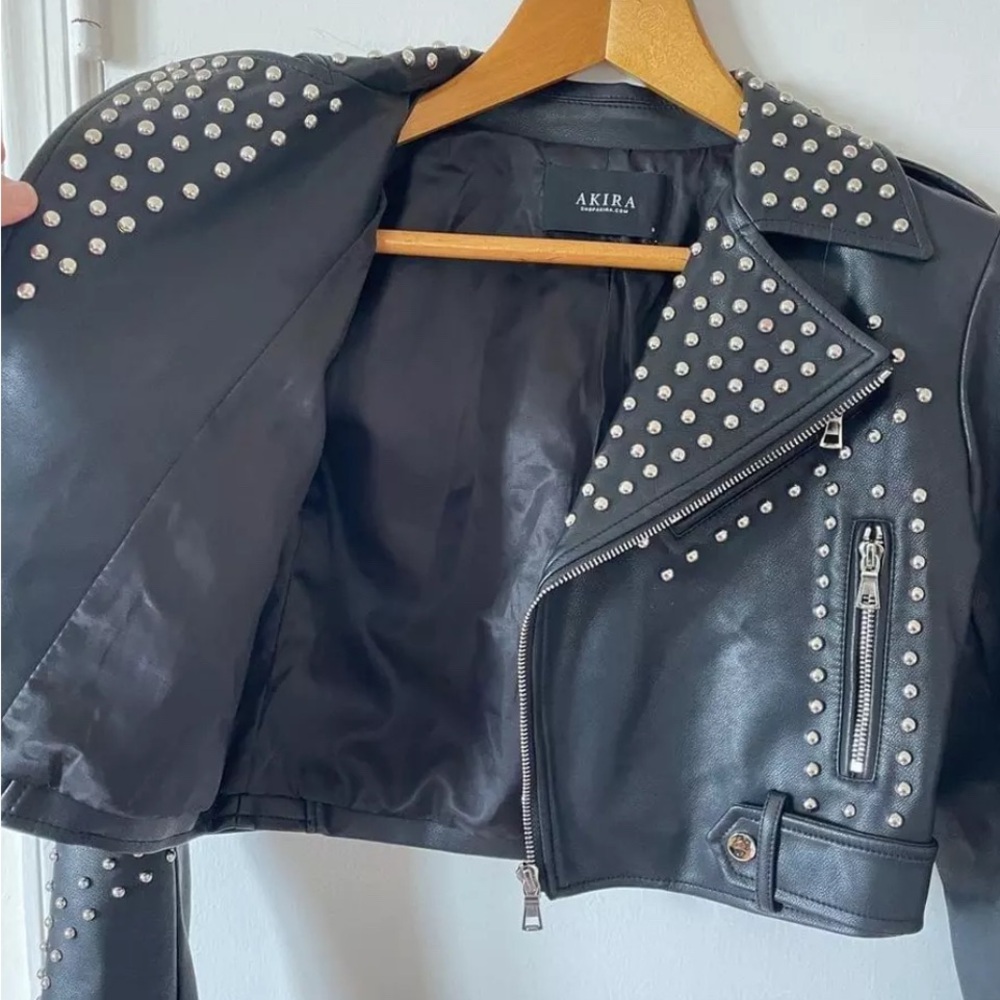 AKIRA Black Studded Leather Jacket - Picture 4 of 6